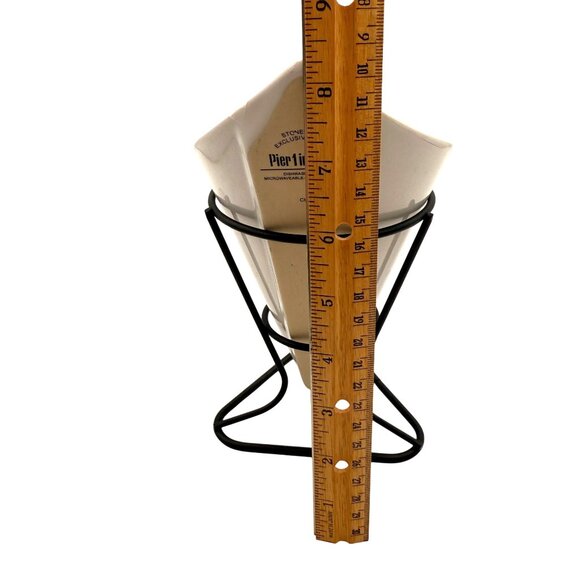 Pier 1 Imports Stoneware Appetizer Cone Server W/Black Metal Stand Fries Dessert - Picture 7 of 7